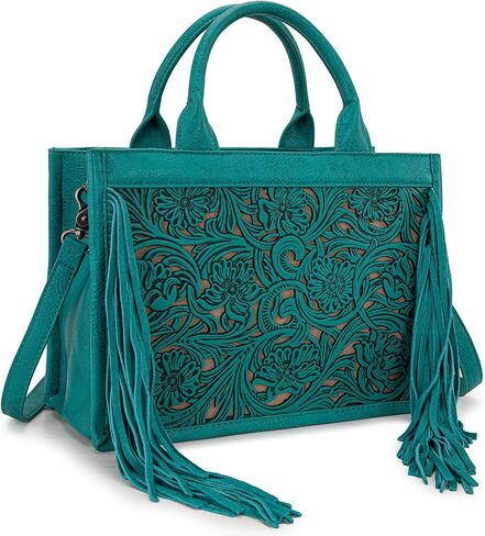 Trinity Ranch Tote Bags for Women Floral Tooled Fringe with Wallet Set in Saudi Arabia