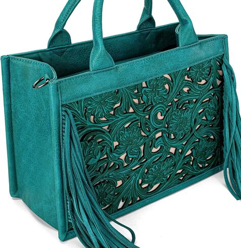 Trinity Ranch Tote Bags for Women Floral Tooled Fringe with Wallet Set in Saudi Arabia