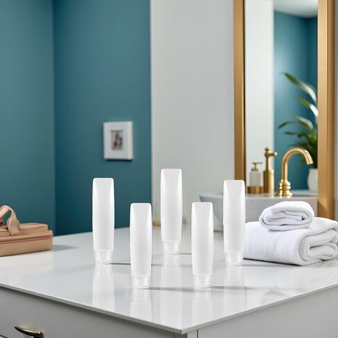 5 Pcs White 1 oz Travel Bottles Empty Refillable Toothpaste Tubes Containers Small Mini Size Squeeze Dispensers, Refillable Containers Pump Dispensers Refillable Cosmetic(10 * 2.7cm) in Saudi Arabia
