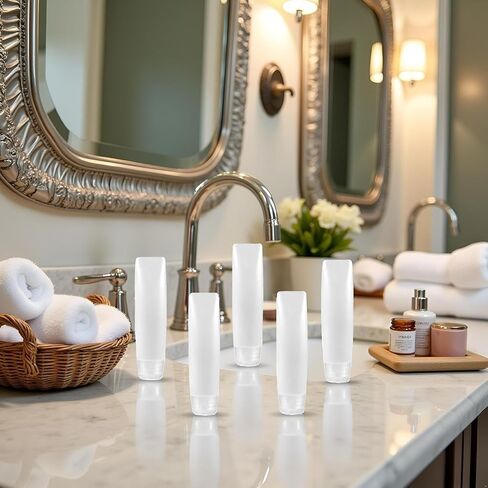 5 Pcs White 1 oz Travel Bottles Empty Refillable Toothpaste Tubes Containers Small Mini Size Squeeze Dispensers, Refillable Containers Pump Dispensers Refillable Cosmetic(10 * 2.7cm) in Saudi Arabia