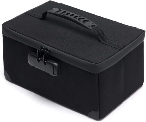 Portable Cosmetic Bag with Lock, Large Capacity Travel Makeup Case Organizer, Waterproof Makeup Bags for Girls Traveling With Handle and Divider Makeup Bag…(Black) in Kuwait