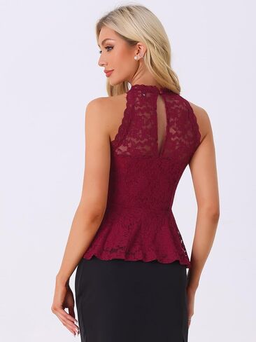 أليجرا K Peplum قمم الدانتيل للمرأة تكدرت محض كوكتيل بلا أكمام الرسن تانك الأعلى in Saudi Arabia