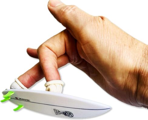 مزلقات الأصابع: لوح ركوب الأمواج الصغير الممتاز لمتصفحي الأمواج - لوح قصير أبيض مع زعانف ثلاثية برتقالية للوحة الأصابع لركوب الأمواج، ديكور الشاطئ، إكسسوار ركوب الأمواج The Champ in Kuwait