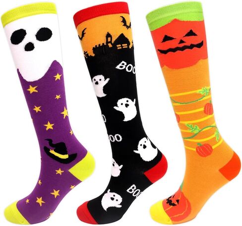 Fancy Land 3 Pairs Halloween Knee High Socks for Women Men Halloween Gifts Costume Contest Party Supplies in Saudi Arabia