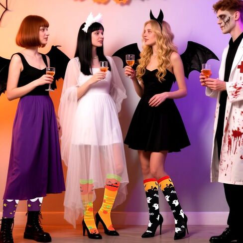 Fancy Land 3 Pairs Halloween Knee High Socks for Women Men Halloween Gifts Costume Contest Party Supplies in Saudi Arabia