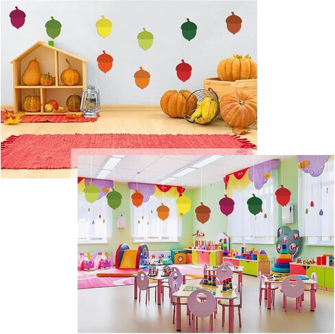 Geyee 108 Pcs Acorn Cutouts Paper Fall Thanksgiving Bulletin Board Cutouts Classroom Decorations Assorted Color Acorn Shaped Die Cut for Teachers Kids DIY Craft School Bulletin Board Decor in Saudi Arabia