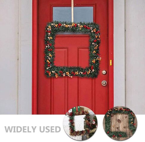 Luxshiny سلك مربع إكليل إطار معدني شكل إطار سلكي DIY إكليل زهور طوق إطار سلكي ديكورات يوم القديس باتريك لترتيبات الزهور DIY Craft، 25.00X25.00X0.30 سم، أخضر in Kuwait