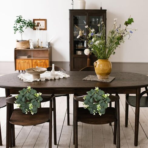 2 pcs Artificial Eucalyptus Wreaths, 9Inch Small Faux Kitchen Cabinet Eucalyptus Leaves Greenery Garland Mini Farmhouse Wreath for Indoor Door Wall Window Tabletop Dining Chairs Decor in Saudi Arabia