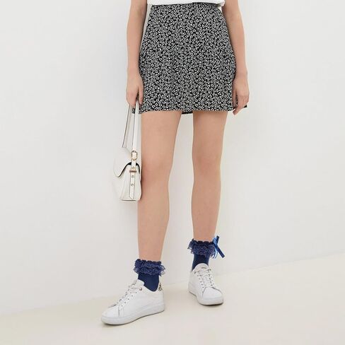 Womens Ruffle Socks with Bow Cute Frilly Lace Ankle Socks Adult Fancy Dress Sock Princess Lolita Bobby Sock Big Girls in Kuwait