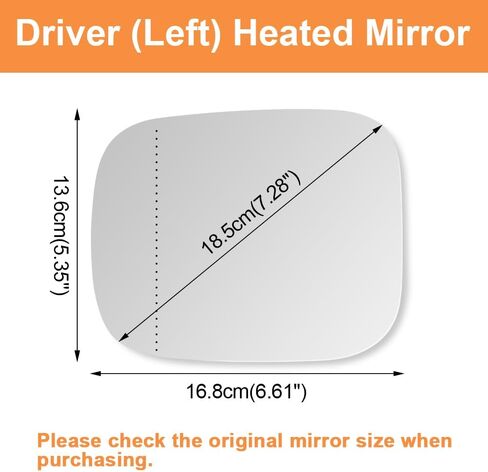 Senzeal Driver Side Heated Mirror Glass Replacement for Volvo XC70 2008-2016 Volvo XC90 2007-2014 Convex Mirror with Backing Plate (Left Side) in Saudi Arabia