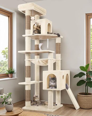 F70 Pro Heavy Duty Cat Tree, 70 inch Sturdy Cat Tree for Indoor Cats Extra Large Cat Tower with Scratching Post, Hammock, Cat Condo for Adult Cats Kittens, Dark Grey in Kuwait