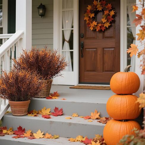 Halloween Artificial Flowers for Outdoors - 4PCS Small Fake Plants Fake Flowers for Decoration Fall Decorations for Home Front Porch Patio Outdoor Decor Centerpiece Table Decorations 13.7IN in Saudi Arabia