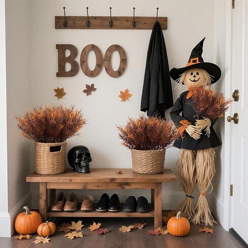 Halloween Artificial Flowers for Outdoors - 4PCS Small Fake Plants Fake Flowers for Decoration Fall Decorations for Home Front Porch Patio Outdoor Decor Centerpiece Table Decorations 13.7IN in Saudi Arabia