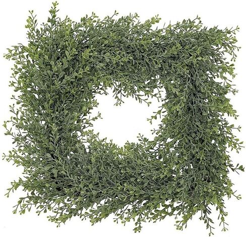 Luxshiny سلك مربع إكليل إطار معدني شكل إطار سلكي DIY إكليل زهور طوق إطار سلكي ديكورات يوم القديس باتريك لترتيبات الزهور DIY Craft، 25.00X25.00X0.30 سم، أخضر in Kuwait