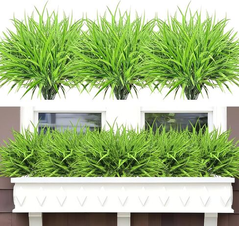 16Pcs Artificial Plants Outdoor Faux Plastic Grass UV Resistant Fall Decoration Fake Greenery Stems Bushes for Planters Home Garden Pathway Window Box Front Porch Thanksgiving Decor(Purple) in Saudi Arabia