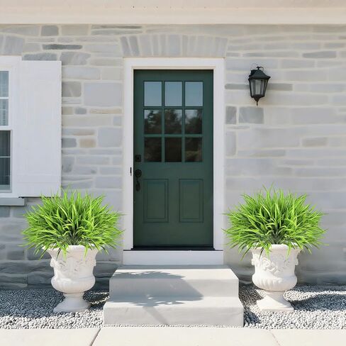 16Pcs Artificial Plants Outdoor Faux Plastic Grass UV Resistant Fall Decoration Fake Greenery Stems Bushes for Planters Home Garden Pathway Window Box Front Porch Thanksgiving Decor(Purple) in Saudi Arabia