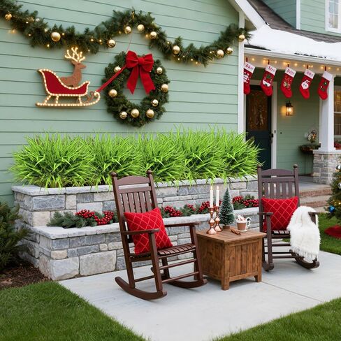16Pcs Artificial Plants Outdoor Faux Plastic Grass UV Resistant Fall Decoration Fake Greenery Stems Bushes for Planters Home Garden Pathway Window Box Front Porch Thanksgiving Decor(Purple) in Saudi Arabia