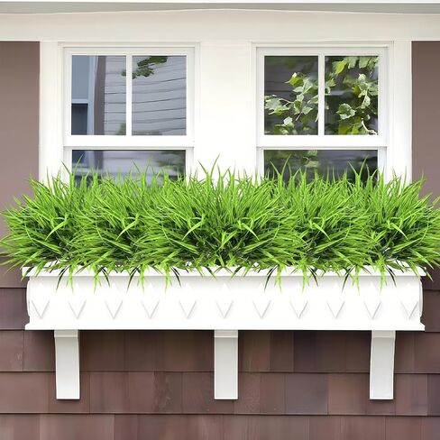 16Pcs Artificial Plants Outdoor Faux Plastic Grass UV Resistant Fall Decoration Fake Greenery Stems Bushes for Planters Home Garden Pathway Window Box Front Porch Thanksgiving Decor(Purple) in Saudi Arabia