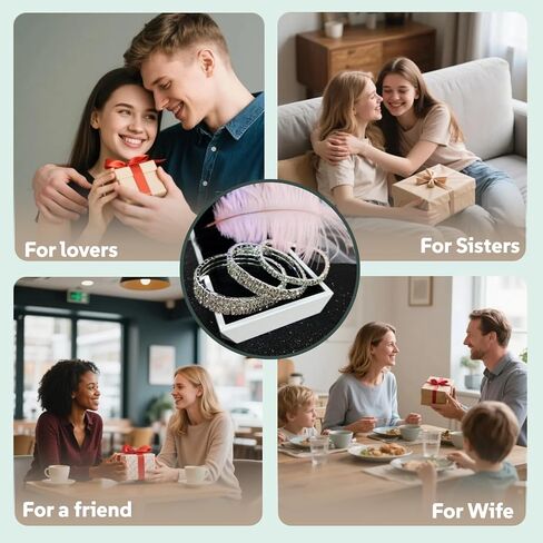 4 قطع سوار مطاطي للنساء مرصع بالألماس الاصطناعي - مجموعة أساور تنس فضية لامعة للحفلات الراقصة وحفلات الزفاف والارتداء اليومي in Kuwait