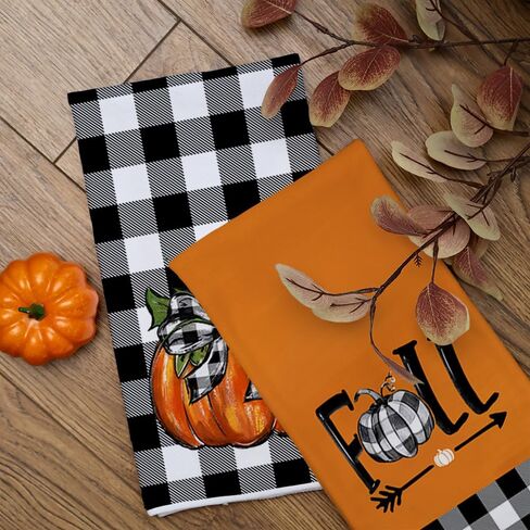 ARKENY Fall Kitchen Towels for Fall Decor,Pumpkin Truck Buffalo Plaid Autumn Dish Towels 18x26 Inch Set of 4,Farmhouse Home Thanksgiving Harvest Vintage Decorations AD370 in Saudi Arabia