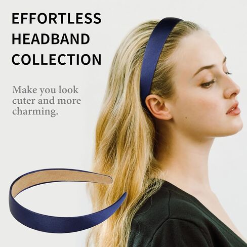 WOVOWOVO Blue Headbands for Women Girls Satin Headband Light Blue in Kuwait