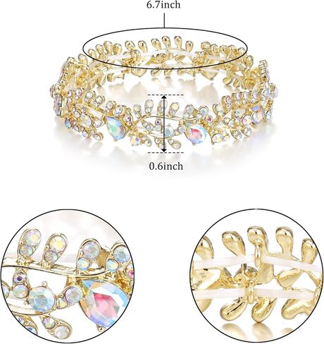Elastic Bracelet Leaf Shaped Design Metal Alloy Austrian Crystal Fashionable Charming Jewelry in Saudi Arabia