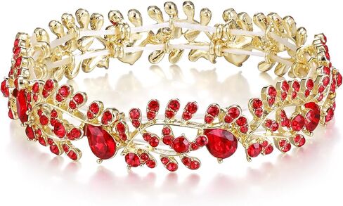 Elastic Bracelet Leaf Shaped Design Metal Alloy Austrian Crystal Fashionable Charming Jewelry in Kuwait