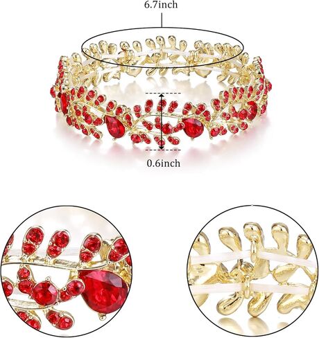 Elastic Bracelet Leaf Shaped Design Metal Alloy Austrian Crystal Fashionable Charming Jewelry in Kuwait