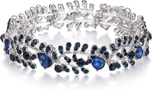 Elastic Bracelet Leaf Shaped Design Metal Alloy Austrian Crystal Fashionable Charming Jewelry in Kuwait
