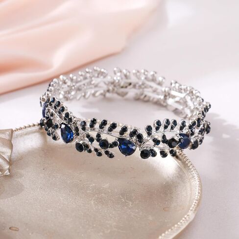 Elastic Bracelet Leaf Shaped Design Metal Alloy Austrian Crystal Fashionable Charming Jewelry in Kuwait