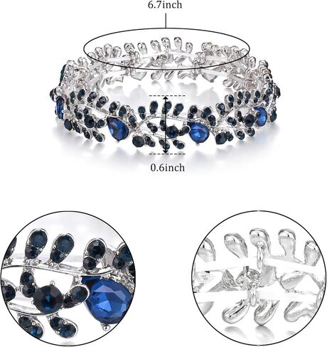 Elastic Bracelet Leaf Shaped Design Metal Alloy Austrian Crystal Fashionable Charming Jewelry in Kuwait