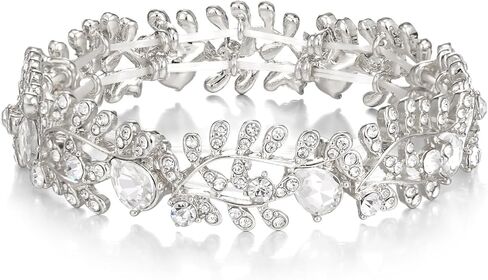 Elastic Bracelet Leaf Shaped Design Metal Alloy Austrian Crystal Fashionable Charming Jewelry in Kuwait