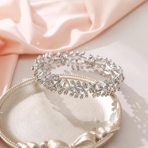 Elastic Bracelet Leaf Shaped Design Metal Alloy Austrian Crystal Fashionable Charming Jewelry in Kuwait