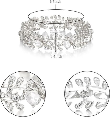 Elastic Bracelet Leaf Shaped Design Metal Alloy Austrian Crystal Fashionable Charming Jewelry in Kuwait