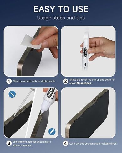 Titanium Black Touch Up Paint for Samsung,Phone Frame Paint Scratch Repair, Quick Solution to Repair, Scratch Remover Pen with 1PC Micro Applicators in Kuwait