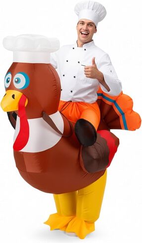 Thanksgiving Turkey Inflatable Costume Adult Riding Turkey Trot Funny Blow up Costume Cosplay Outfit for Halloween in Saudi Arabia