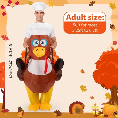 Thanksgiving Turkey Inflatable Costume Adult Riding Turkey Trot Funny Blow up Costume Cosplay Outfit for Halloween in Saudi Arabia