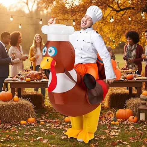 Thanksgiving Turkey Inflatable Costume Adult Riding Turkey Trot Funny Blow up Costume Cosplay Outfit for Halloween in Saudi Arabia