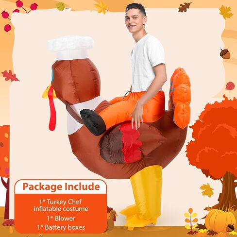 Thanksgiving Turkey Inflatable Costume Adult Riding Turkey Trot Funny Blow up Costume Cosplay Outfit for Halloween in Saudi Arabia