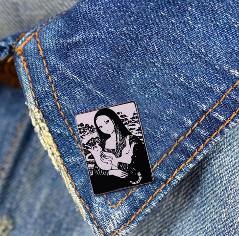 Mona Lisa Painting Cat Junji Ito Tomie Kawakami Japanese Horror Manga Uzumaki 1.2" Enamel Pin Badge in Saudi Arabia