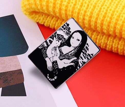 Mona Lisa Painting Cat Junji Ito Tomie Kawakami Japanese Horror Manga Uzumaki 1.2" Enamel Pin Badge in Saudi Arabia