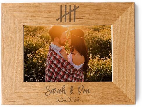 5th Wedding Anniversary Wood Picture Frame - 5th Anniversary Picture Frame, 5th Anniversary Frame for Him, 5 Year Anniversary Wooden Gift - 4x6 Landscape in Saudi Arabia