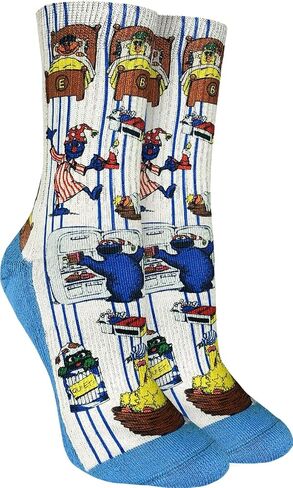 جوارب Good Luck Sock النسائية Sesame Street، Oscar وCookie Monster، للبالغين، مقاس الحذاء 5-9 in Kuwait