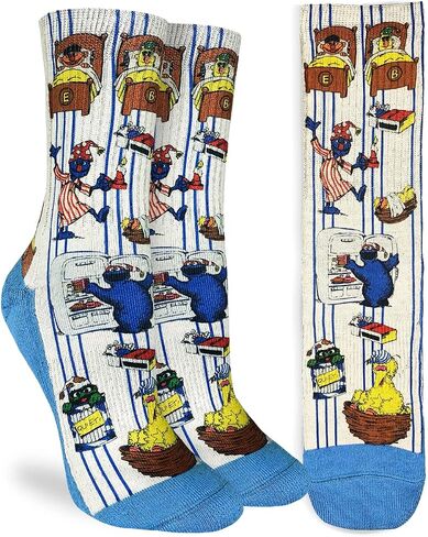 جوارب Good Luck Sock النسائية Sesame Street، Oscar وCookie Monster، للبالغين، مقاس الحذاء 5-9 in Kuwait