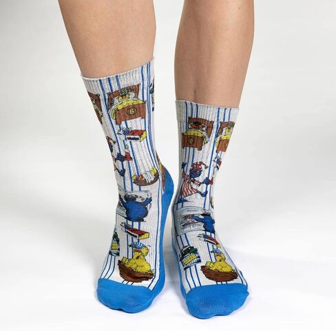 جوارب Good Luck Sock النسائية Sesame Street، Oscar وCookie Monster، للبالغين، مقاس الحذاء 5-9 in Kuwait