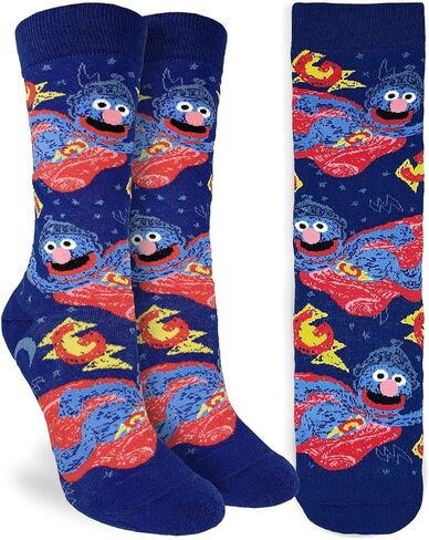 جوارب Good Luck Sock النسائية Sesame Street، Oscar وCookie Monster، للبالغين، مقاس الحذاء 5-9 in Kuwait