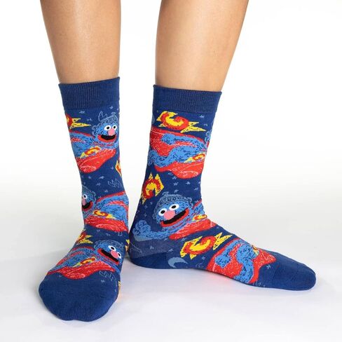 جوارب Good Luck Sock النسائية Sesame Street، Oscar وCookie Monster، للبالغين، مقاس الحذاء 5-9 in Kuwait