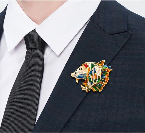 2 PCS Vintage Crystal Tiger, Animal Brooch pin，Suit Stud, Shirt Studsfor women for men，Dainty Christmas Wedding Birthday Holiday Jewelry Unisex Clothing Accessories in Saudi Arabia