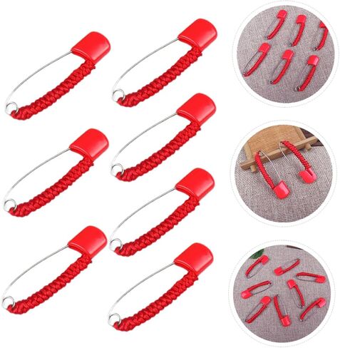 Angoily Safety Pin Brooch, 10PCS Baby Diaper Pins with Safe Locking Closures, 2.05 in Pregnancy Newborn Large Charming with Red Rope for Good Luck & Energy, Heavy Duty in Saudi Arabia