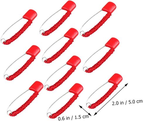 Angoily Safety Pin Brooch, 10PCS Baby Diaper Pins with Safe Locking Closures, 2.05 in Pregnancy Newborn Large Charming with Red Rope for Good Luck & Energy, Heavy Duty in Saudi Arabia